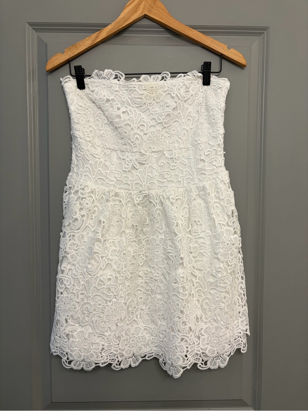 Altar'd State White Lace Strapless Skater Skirt